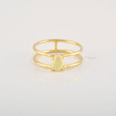 Genuine Opal Ring - 5x7mm Gemstone Ring - 925 Silver - 18k Gold - Huge Oval Ring- Gift for Her - Jewelry for Protection
